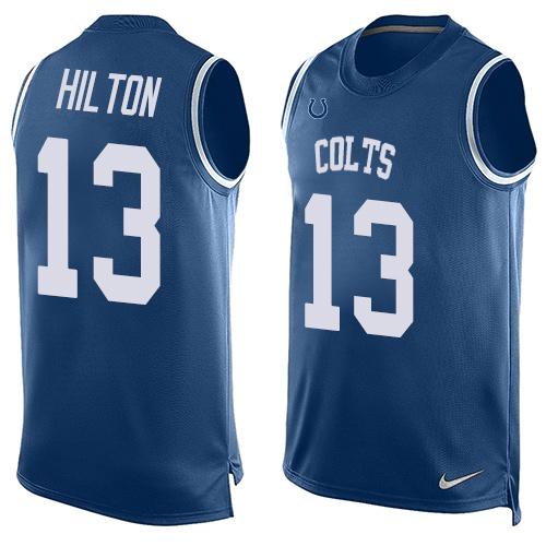 Nike Colts #13 T.Y. Hilton Royal Blue Team Color Men's Stitched NFL Limited Tank Top Jersey - Click Image to Close